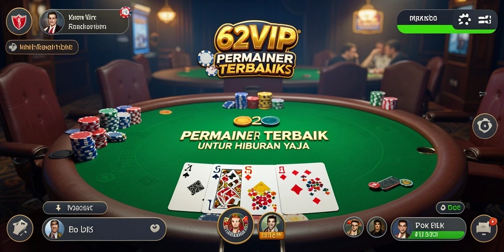 Tampilan gameplay seru di 62VIP saat bermain poker.