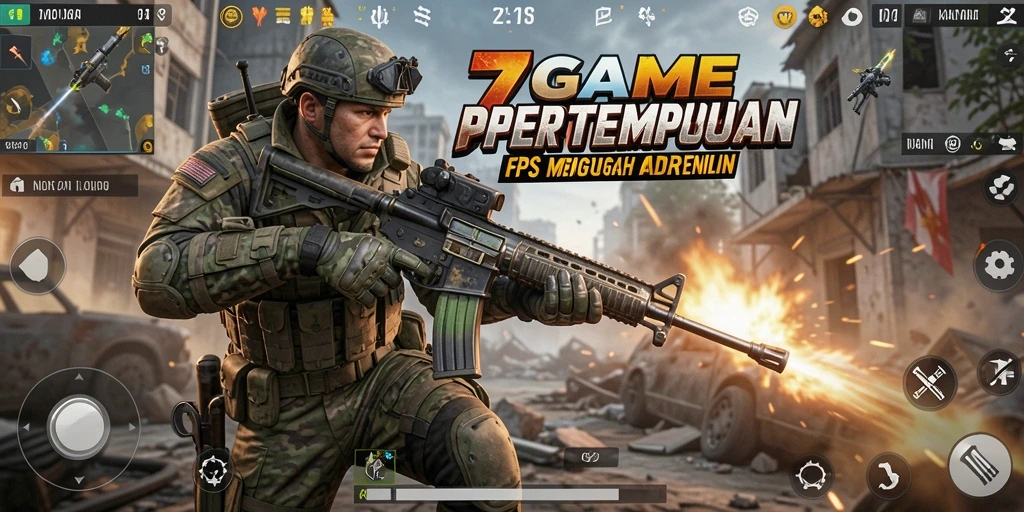 Tampilan seru dari gameplay FPS 7GAME yang mendebarkan.