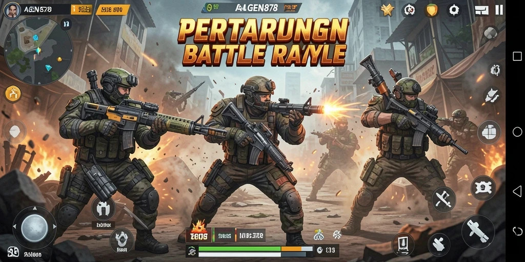 Gameplay seru AGEN878 dalam pertempuran Battle Royale.