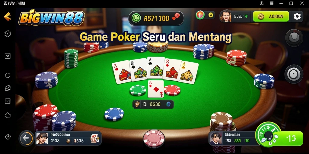 Screenshot gameplay <strong>BIGWIN88</strong> yang menampilkan pengalaman seru Poker.
