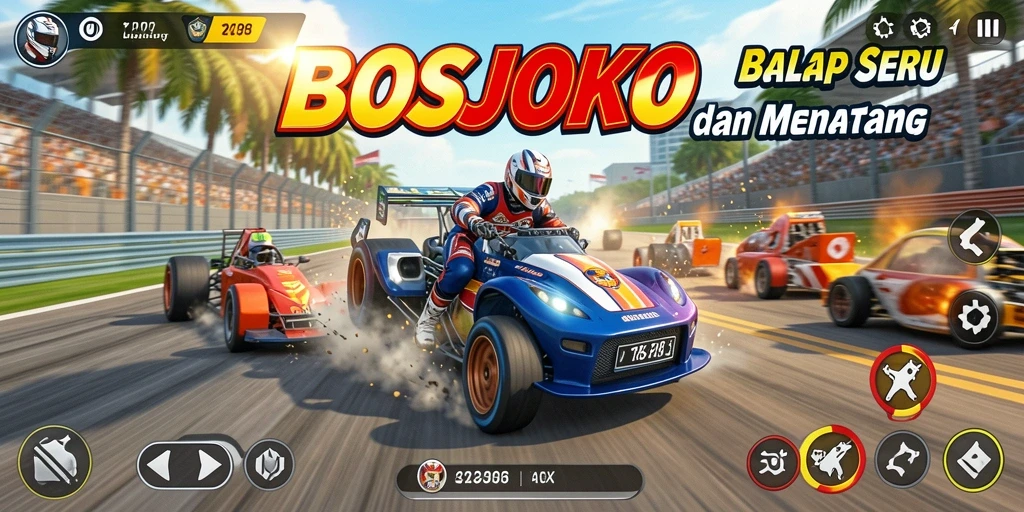 Gameplay BOSJOKO yang menegangkan dan seru saat balapan.
