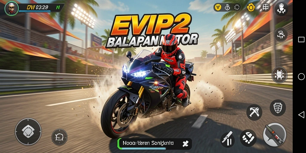 Tampilan menarik dari gameplay balapan motor yang cepat dan seru.