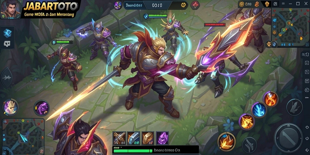 Tampilan gameplay JABARTOTO yang memukau di arena pertempuran MOBA.