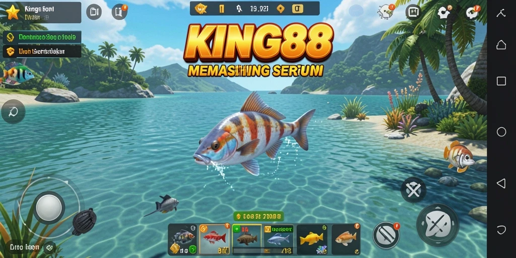Tampilan gameplay KING88 yang mendebarkan saat menangkap ikan.
