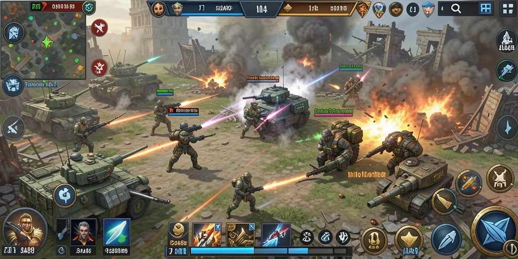 Tampilan menakjubkan dari pertempuran strategi dalam gameplay OJA89.