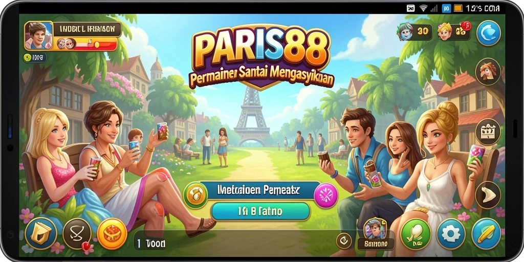 Screenshot menunjukkan gameplay seru dari PARIS88 yang penuh warna.