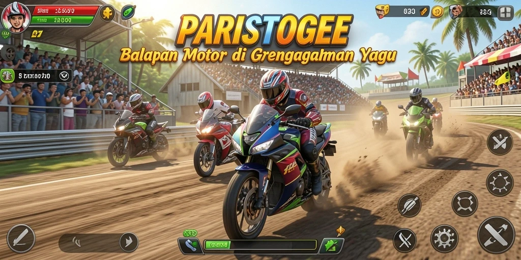 Tampilan seru gameplay balapan motor di PARISTOGEL.