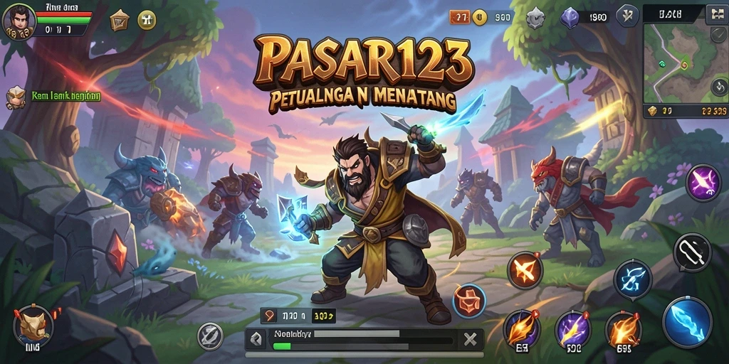 Tampilan gameplay seru dari PASAR123 dengan eksplorasi dan pertarungan.