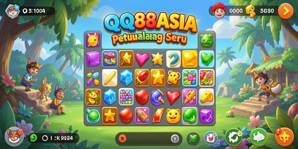 Tangkapan layar menunjukkan gameplay seru Match-3 dari QQ88ASIA.