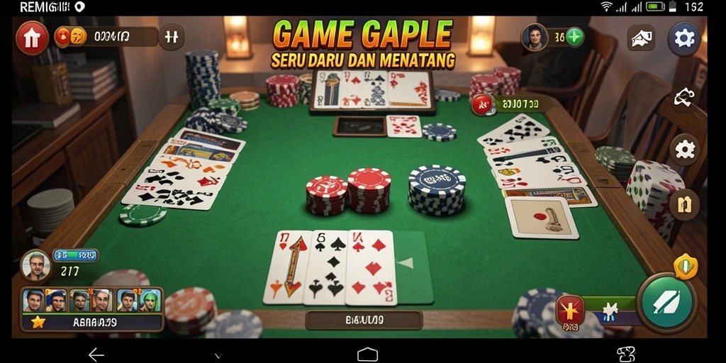 Screenshot gameplay <strong>REMI62</strong> menampilkan serunya permainan Gaple.