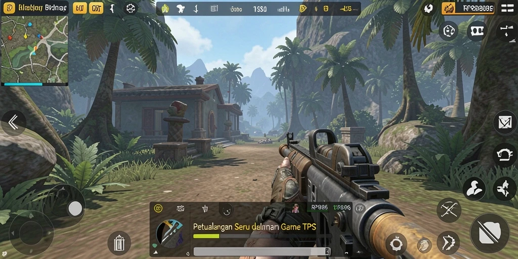 Screenshot dari gameplay seru RP886 yang menunjukkan aksi TPS.