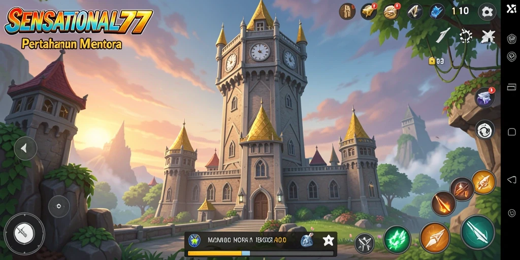 Menampilkan gameplay intens dalam SENSATIONAL77 Tower Defense.