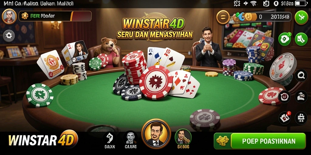Tampilan permainan Poker yang mendebarkan di WINSTAR4D.