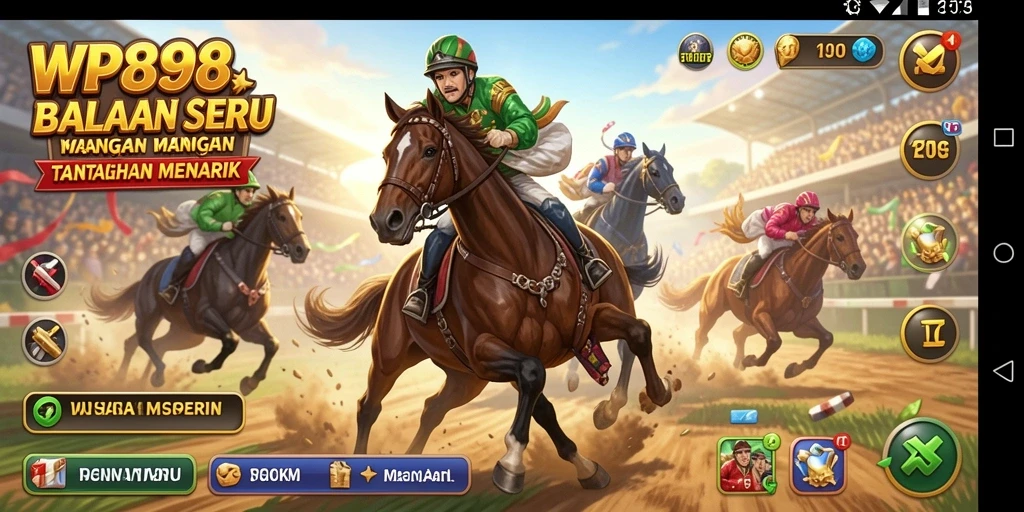 Gameplay WP888 dengan balapan yang cepat dan seru.